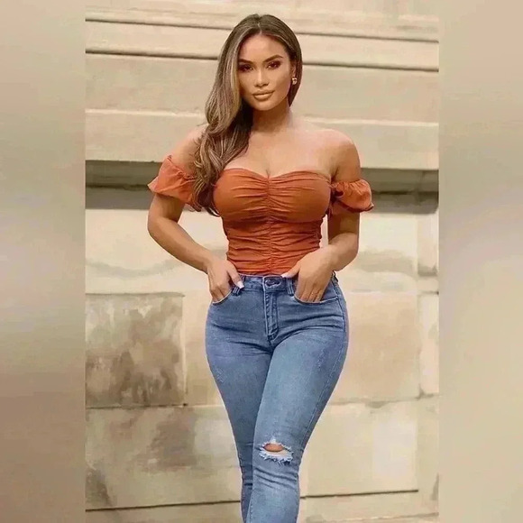Tops - Fashion Nova With Desire Bodysuit - Rust Size Large